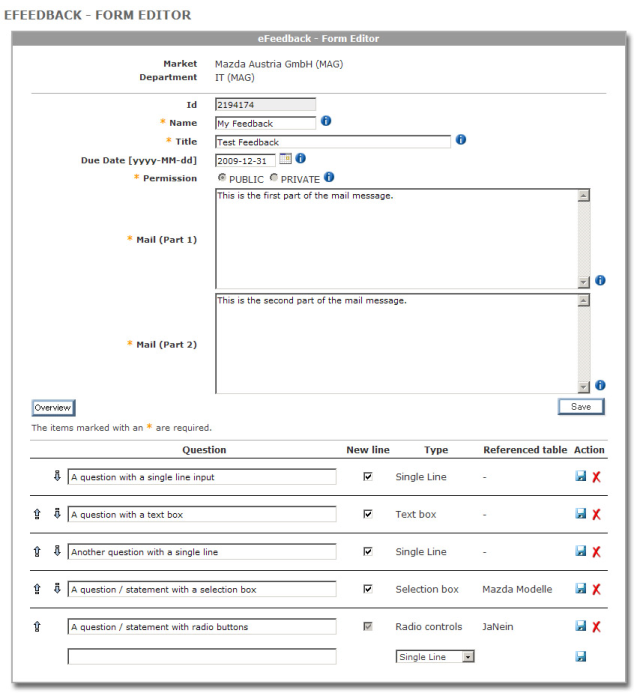 creating the eFeedback